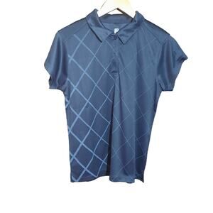 PGA Tour Womens Blue Argyle Design Polo Golf Shirt Size Large